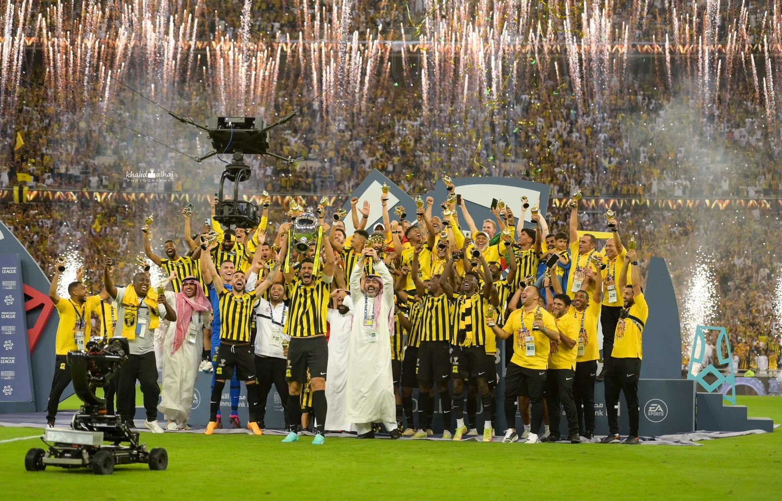 لقطة أرشيفية من تتويج الاتحاد بدوري روشن